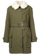 Proenza Schouler Shearling Collar Belted Parka - Green