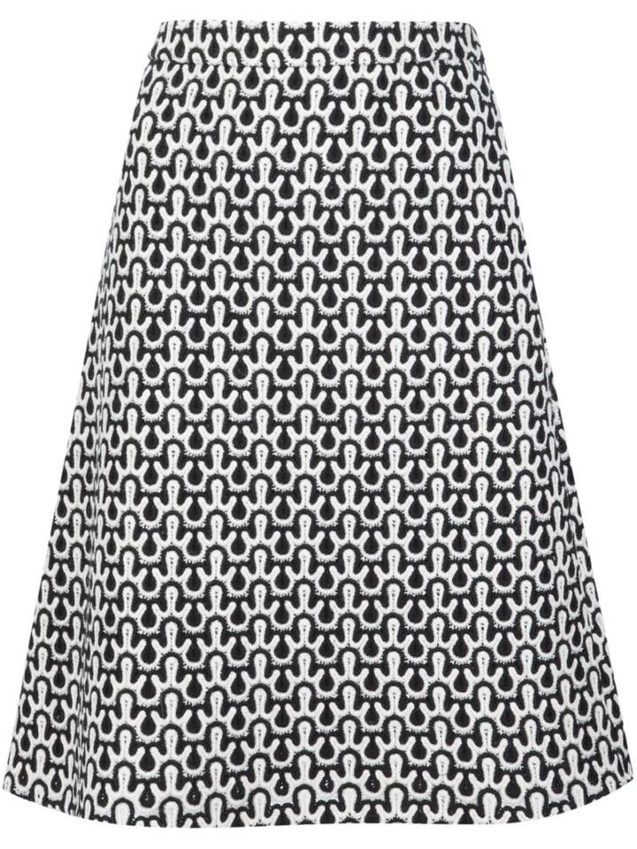 Derek Lam Patterned A-line Skirt, Women's, Size: 36, Black, Silk/wool