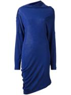 Maison Margiela Asymmetric Draped Dress, Women's, Size: 40, Blue, Silk/wool