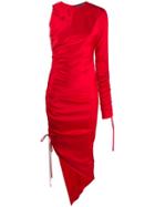 David Koma Ruched Asymmetric Dress - Red