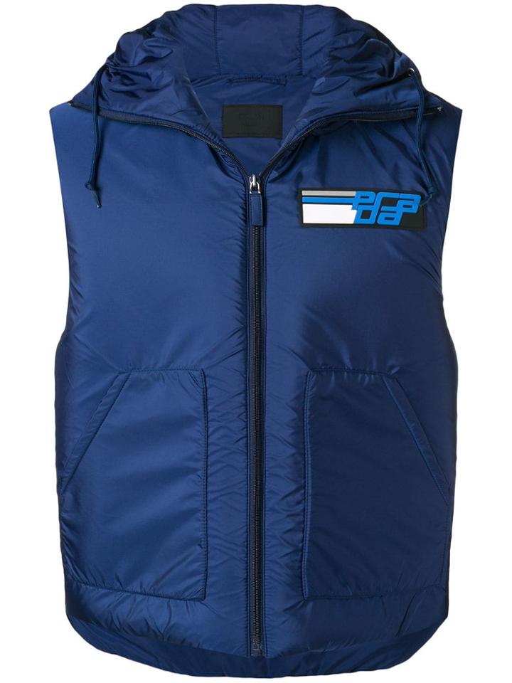 Prada Short Hooded Gilet - Blue
