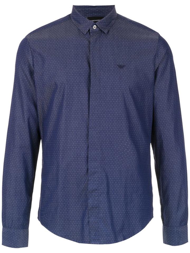 Emporio Armani Tiny Dot Patterned Shirt - Blue