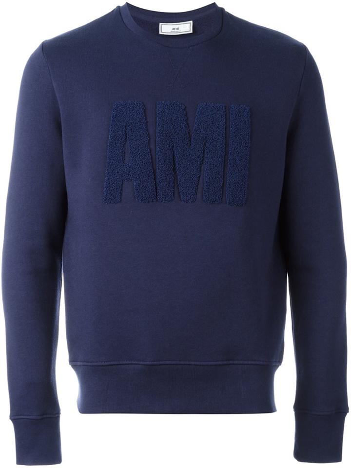 Ami Alexandre Mattiussi Textured Logo Sweatshirt - Blue