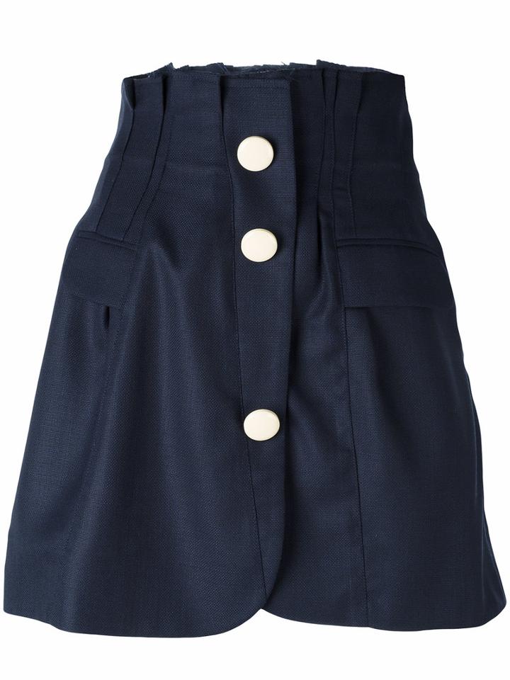 Jacquemus Frayed Trim Button Up Skirt, Women's, Size: 36, Blue, Virgin Wool