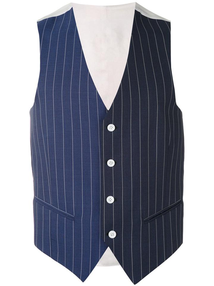Lc23 - Striped Waistcoat - Men - Cotton - 48, Blue, Cotton