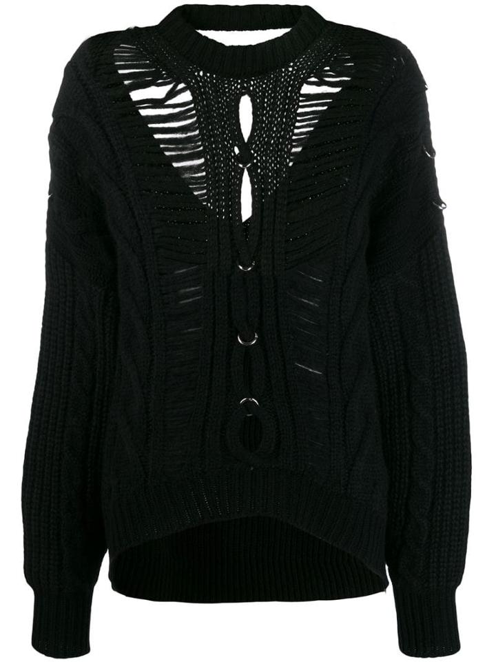 Diesel Black Gold Slashed Cable-knit Cardigan