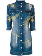 Philipp Plein - Embroidered Denim Dress - Women - Cotton/spandex/elastane - S, Blue, Cotton/spandex/elastane