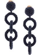 Oscar De La Renta Beaded Link Earrings - Black