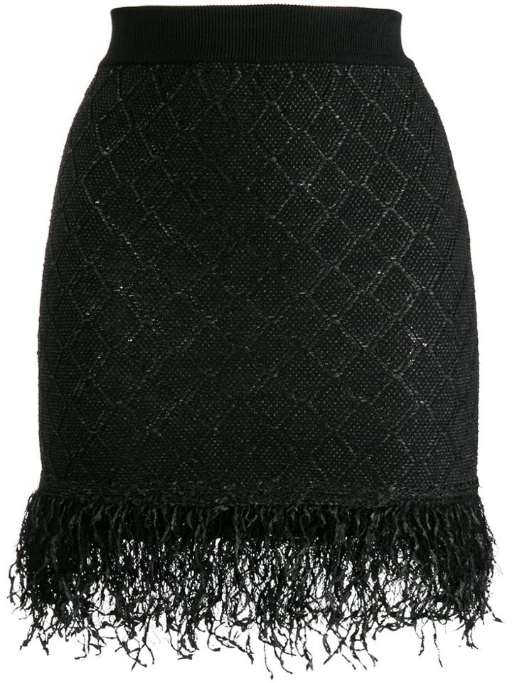Balmain Frayed Hem Skirt - Black