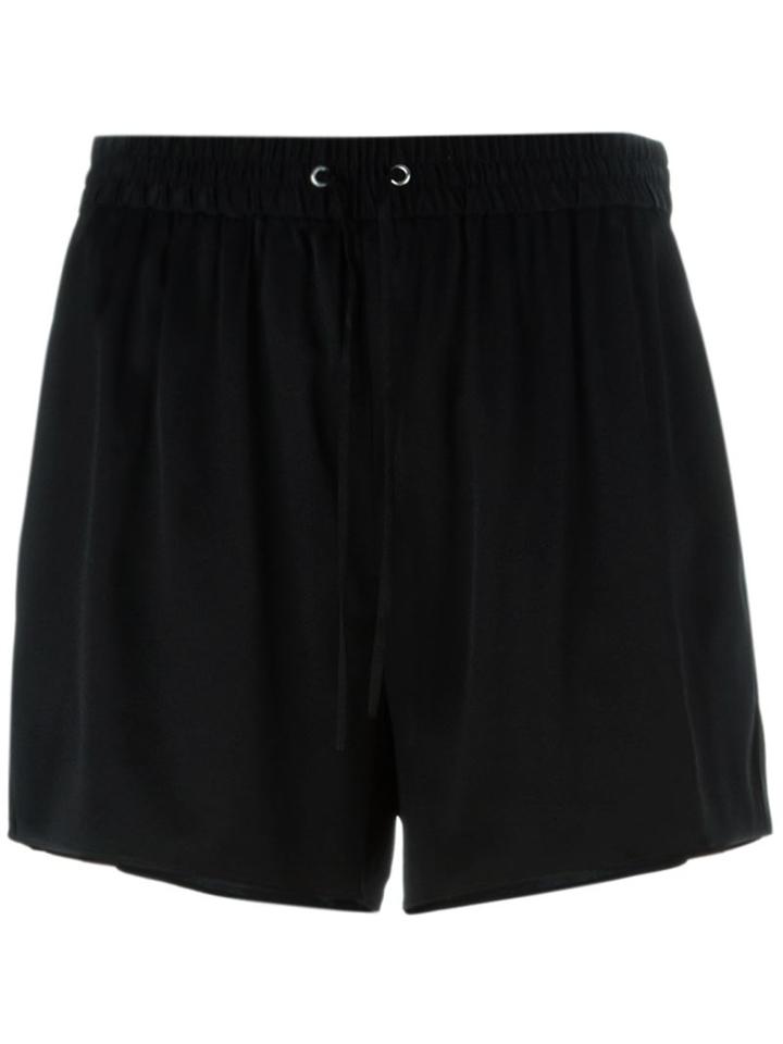 T By Alexander Wang Drawstring Shorts, Women's, Size: 6, Black, Silk/spandex/elastane
