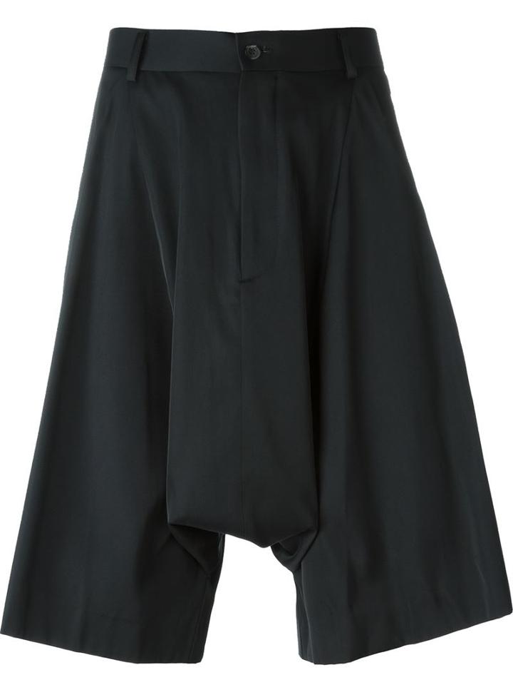 Comme Des Garçons Homme Plus Oversize Drop-crotch Shorts, Men's, Size: M, Black, Polyester/cotton