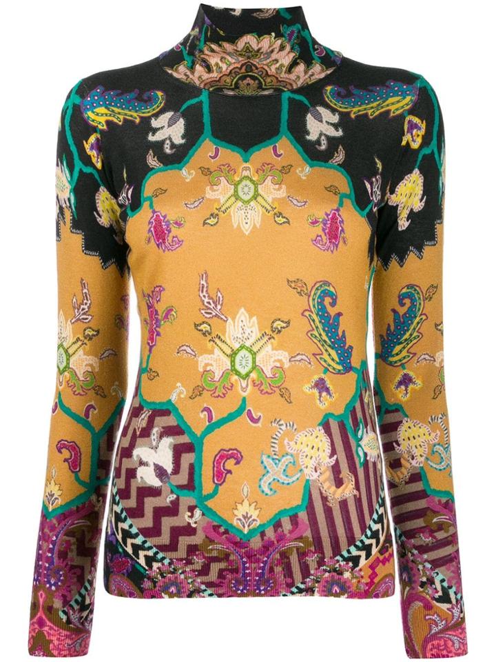 Etro Paisley Turtle-neck Top - Black