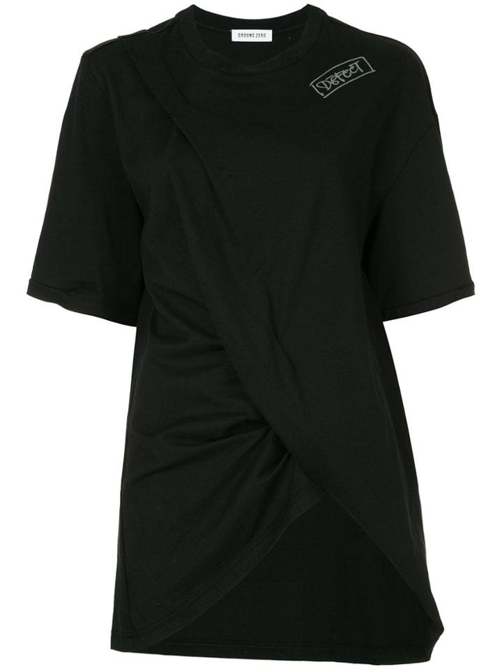 Ground Zero Defect Print Draped T-shirt - Black