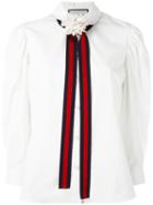 Gucci Web Tie Blouse, Women's, Size: 44, Nude/neutrals, Cotton