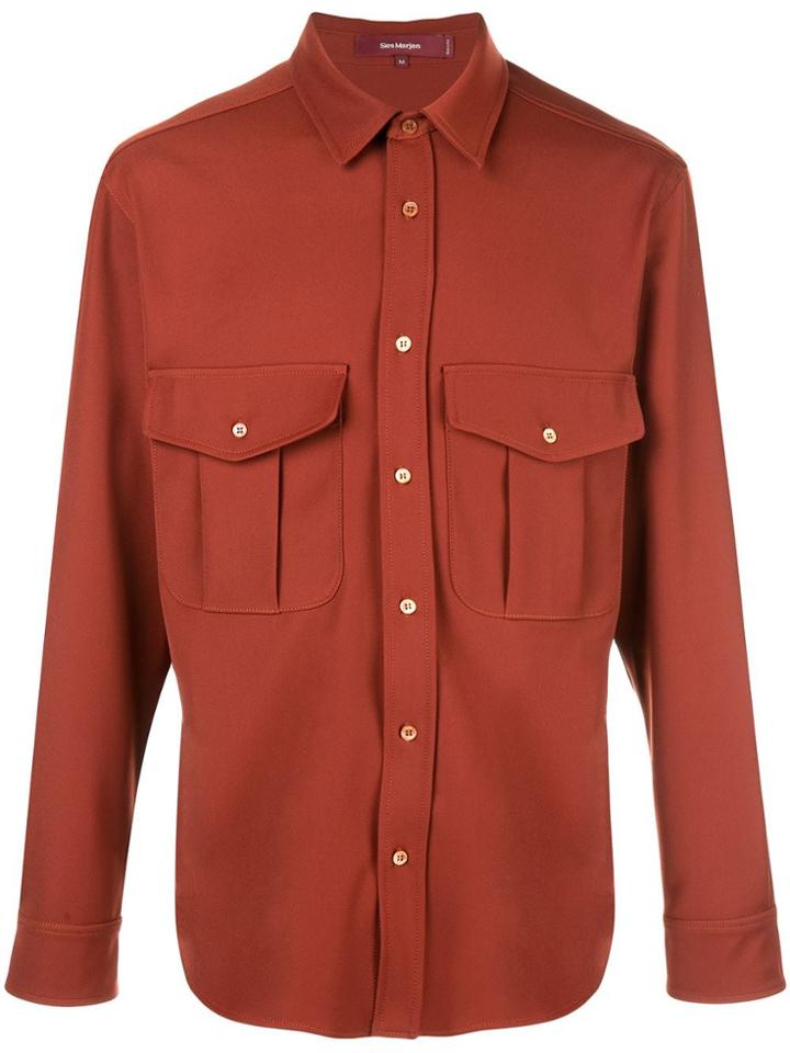 Sies Marjan Oskar Tech Twill Double-pocket Shirt - Red