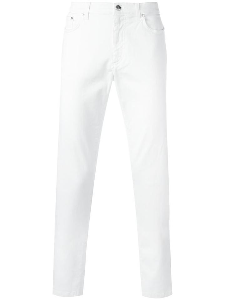 Versace Collection Classic Trousers, Men's, Size: 32, White, Cotton/spandex/elastane