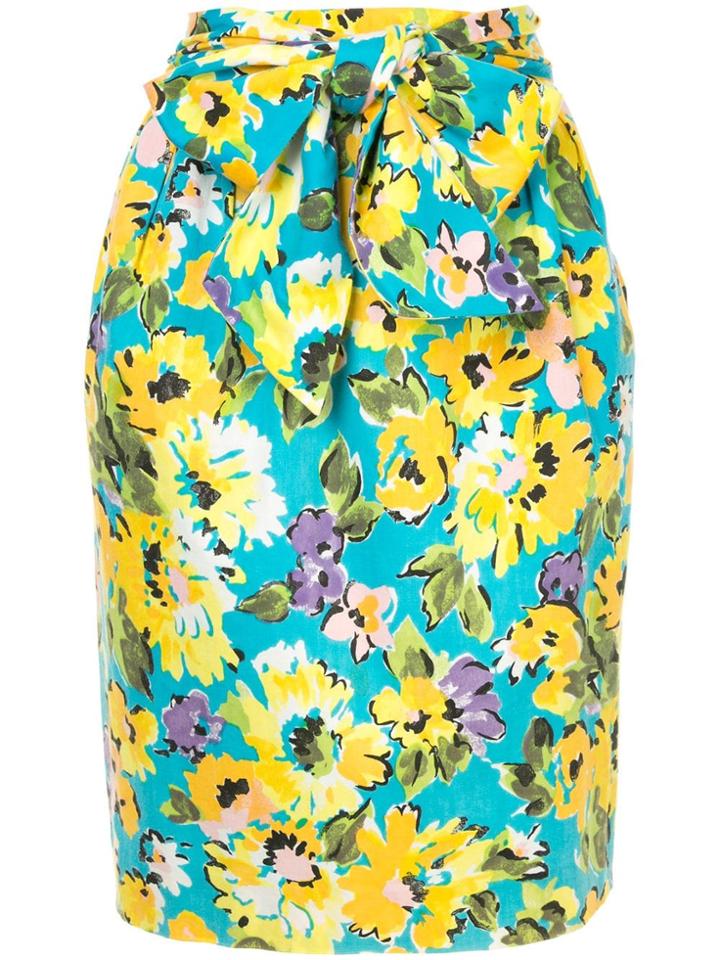 Yves Saint Laurent Vintage Flower Pattern Skirt - Multicolour