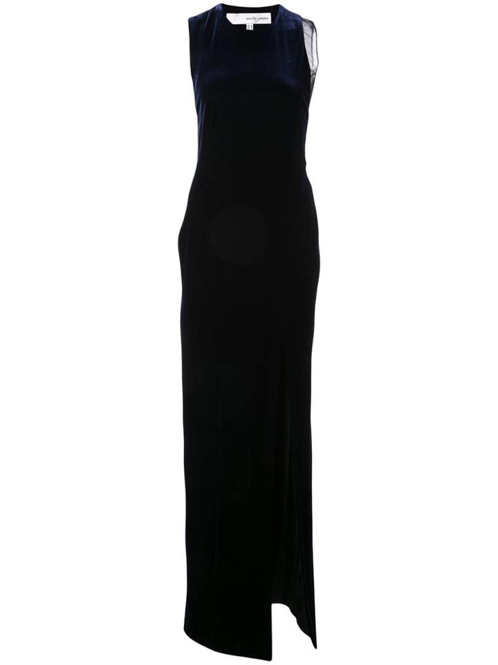 Galvan Crescent Thigh-split Gown - Blue