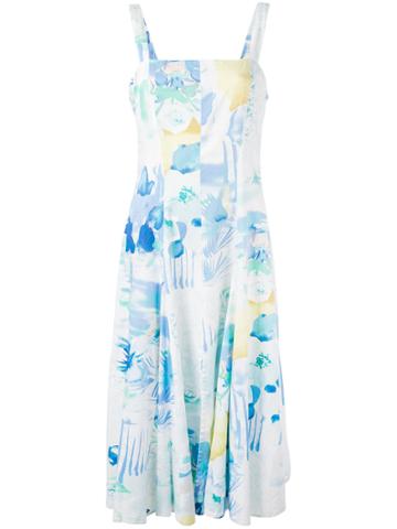 Louis Feraud Vintage Printed Midi Dress - White