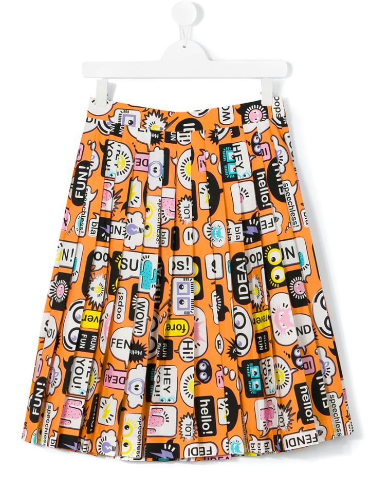 Fendi Kids - Teen Printed Skirt - Kids - Cotton - 14 Yrs, Yellow/orange