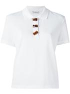J.w. Anderson Ribbon-shaped Button Polo Shirt, Women's, Size: L, White, Cotton