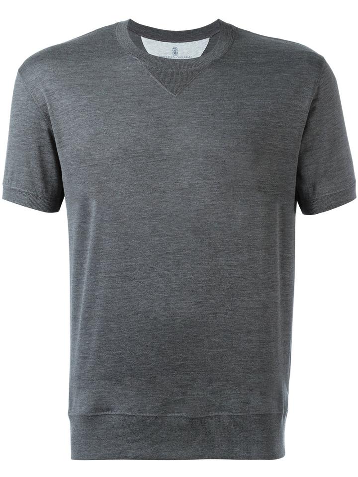 Brunello Cucinelli Shortsleeved Sweatshirt, Men's, Size: Xl, Grey, Cotton