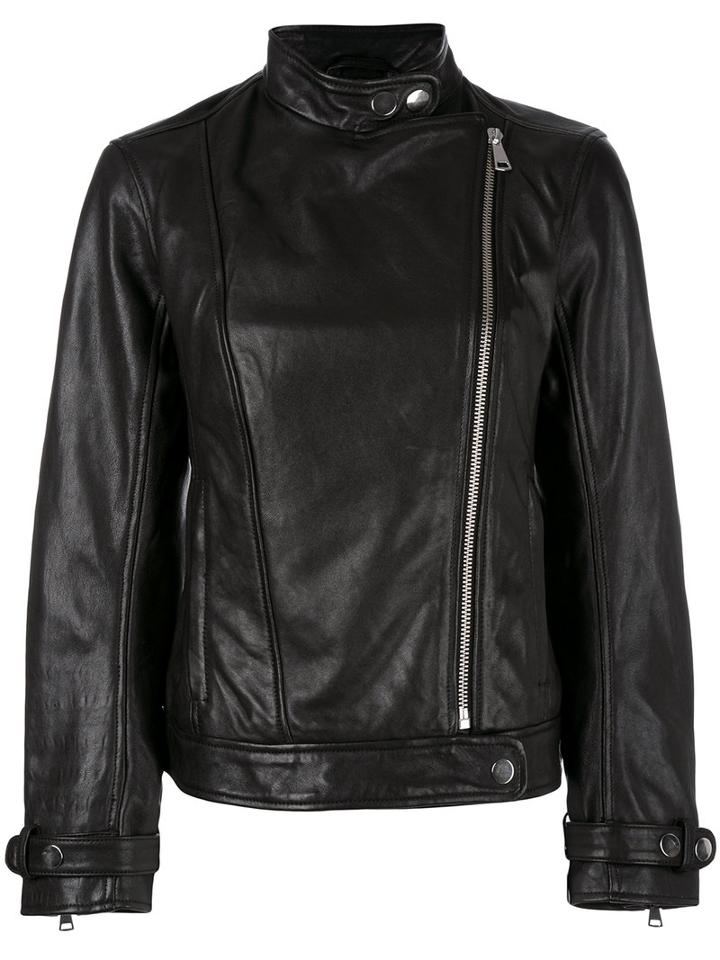 Dondup - Oversized Leather Jacket - Women - Lamb Skin/polyester - 44, Black, Lamb Skin/polyester