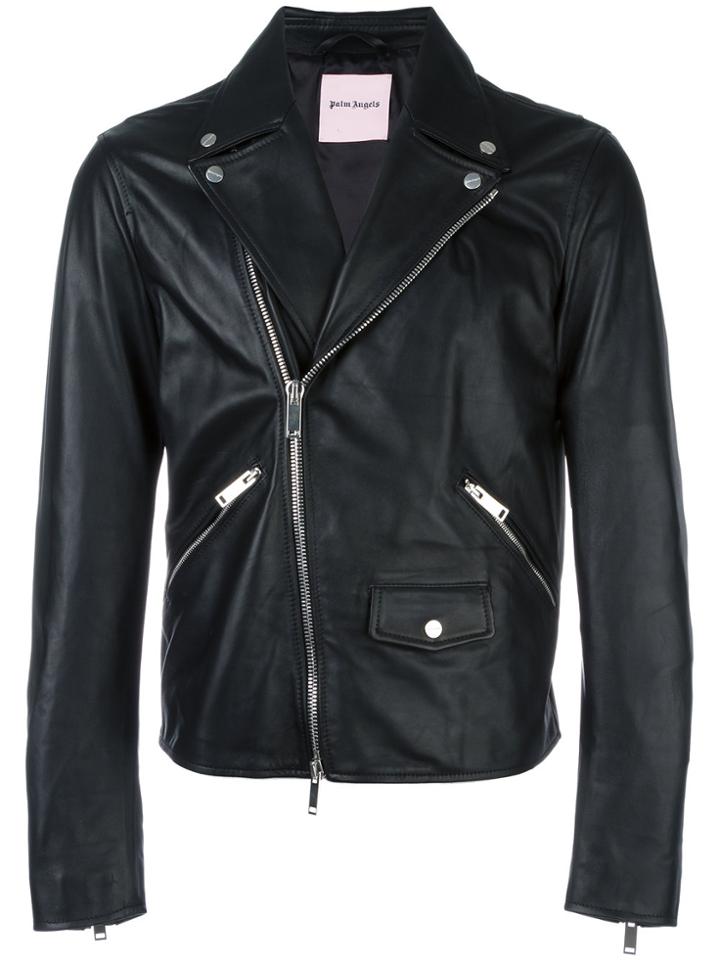 Palm Angels Leaf Biker Jacket - Black