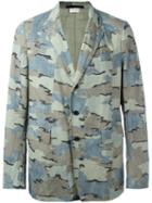 Dries Van Noten Camouflage Print Blazer, Men's, Size: 48, Green, Cotton/linen/flax