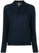 Versace Vintage Polo Placket Sweater - Blue