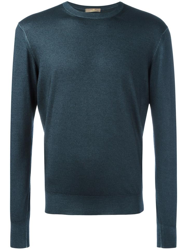 Cruciani Casual Jumper, Men's, Size: 48, Blue, Silk/cashmere