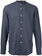 Venroy - Mandarin Neck Shirt - Men - Linen/flax - M, Grey, Linen/flax