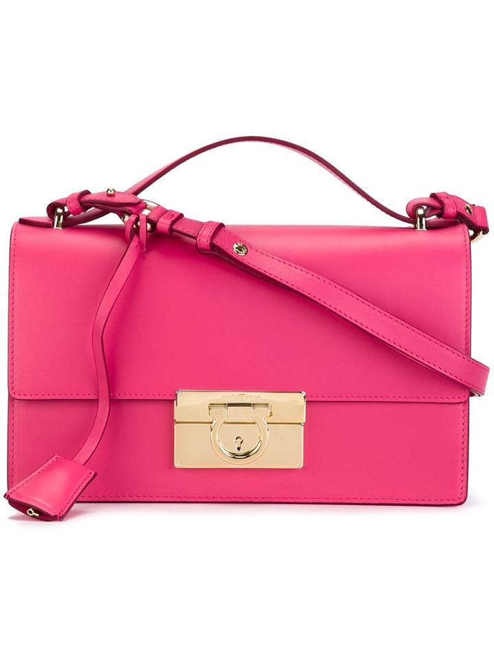 Salvatore Ferragamo Gancio Flap Shoulder Bag, Women's, Pink/purple