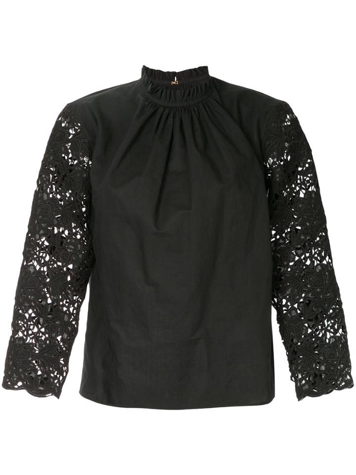 Ballsey Lace Sleeve Blouse - Black