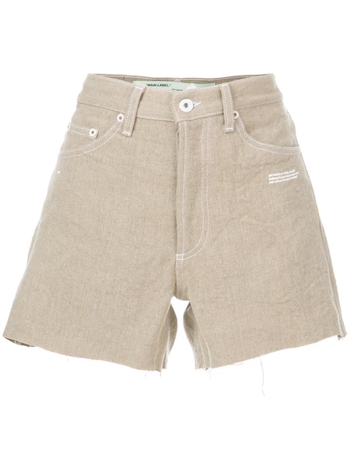 Off-white Cut-off Denim Shorts - Nude & Neutrals