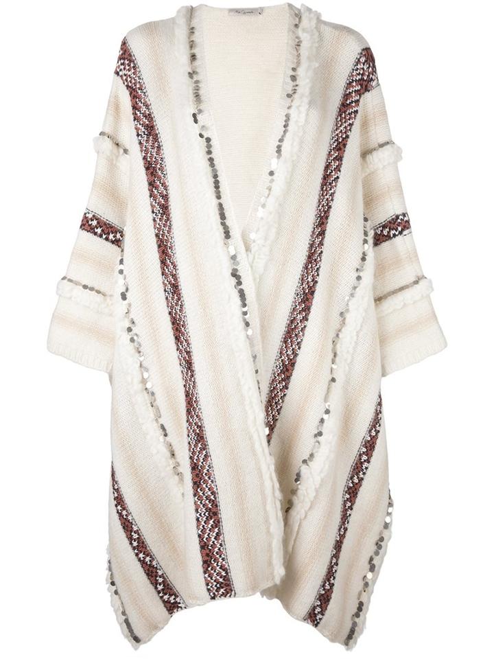 Mes Demoiselles 'essaouira' Oversized Embellished Cardigan, Women's, Nude/neutrals, Cotton/polyamide/wool/alpaca