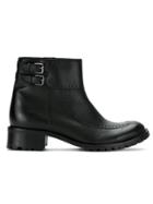 Sarah Chofakian Buckles Perforated Boots - Black