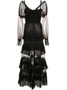 Jonathan Simkhai Lace Tulle Ruffle Dress - Black