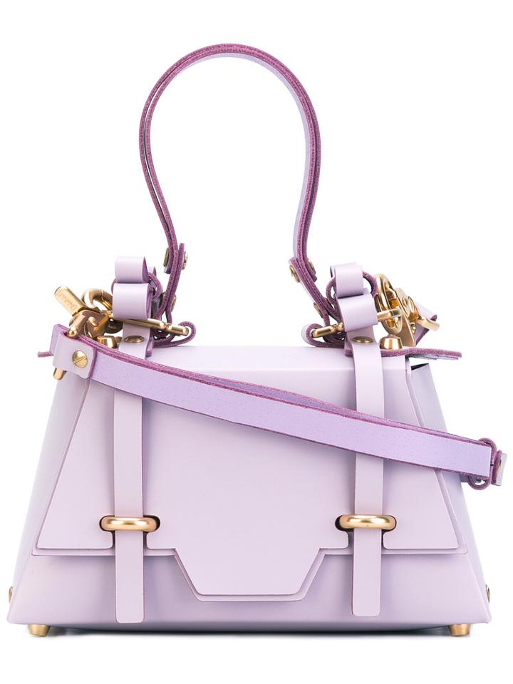 Niels Peeraer - Ruffled Bow Detail Tote - Women - Calf Leather - One Size, Pink/purple, Calf Leather