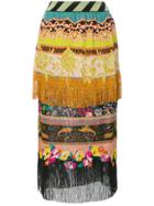 Etro Fringed Mixed Print Skirt - Multicolour