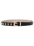Valentino Black Rockstud Thin Leather Belt
