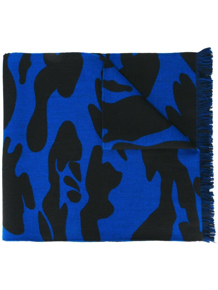 Hydrogen Camouflage Print Scarf, Men's, Blue, Wool