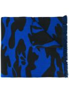Hydrogen Camouflage Print Scarf, Men's, Blue, Wool