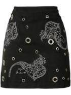 Dodo Bar Or - Embellished Skirt - Women - Leather/polyester - 40, Black, Leather/polyester