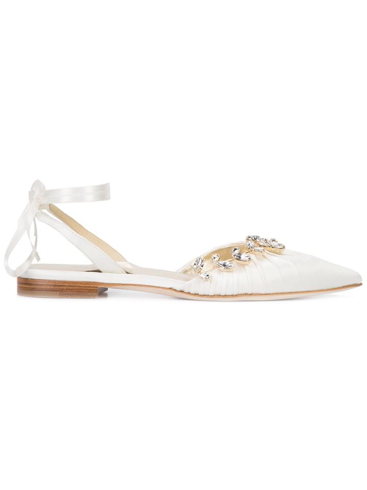 Sarah Flint Embellished Ballerinas - White