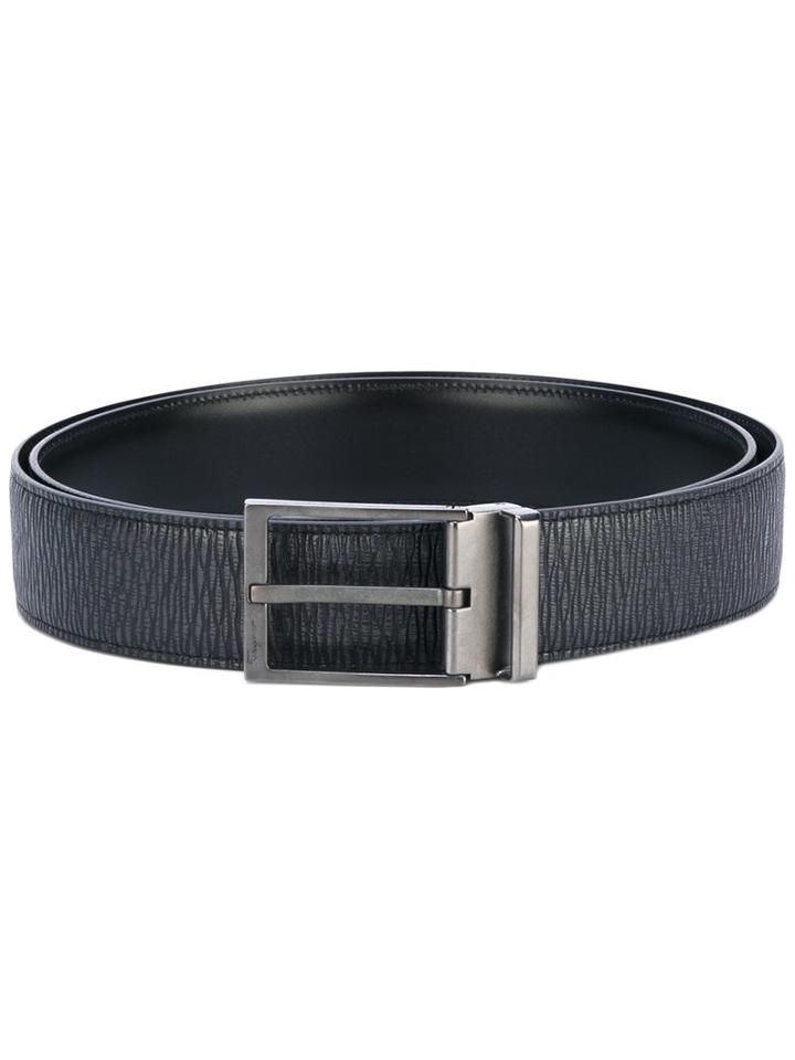 Salvatore Ferragamo - Textured Leather Belt - Men - Calf Leather - 105, Black, Calf Leather