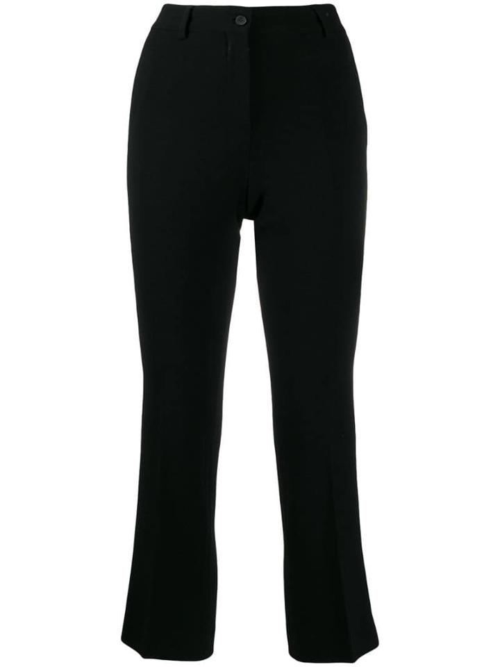 Alberto Biani Cropped Crepe Trousers - Black