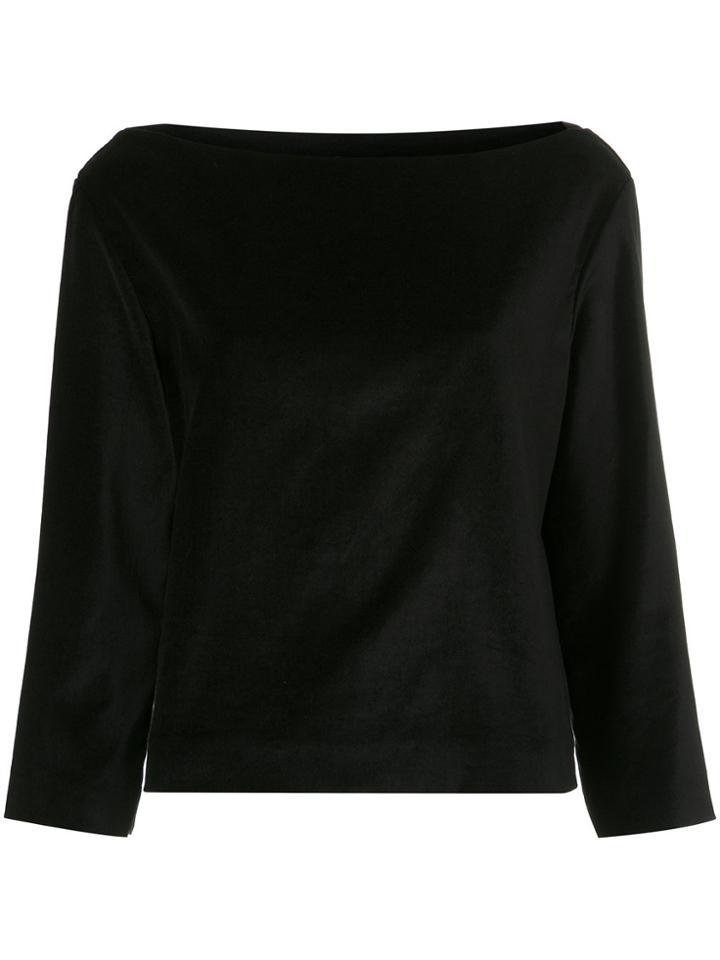 Gloria Coelho Boat Neck Velvet Blouse - Black