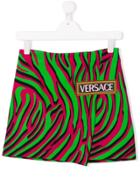 Young Versace Teen Zebra Print Skirt - Green