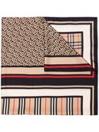 Burberry Black And Beige Monogram Silk Scarf - Neutrals
